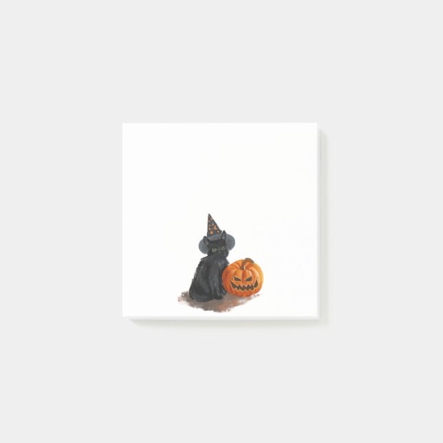 Personlig Funny Halloween Cat Pumpkin Tecknad Post-it Block (Framsida)