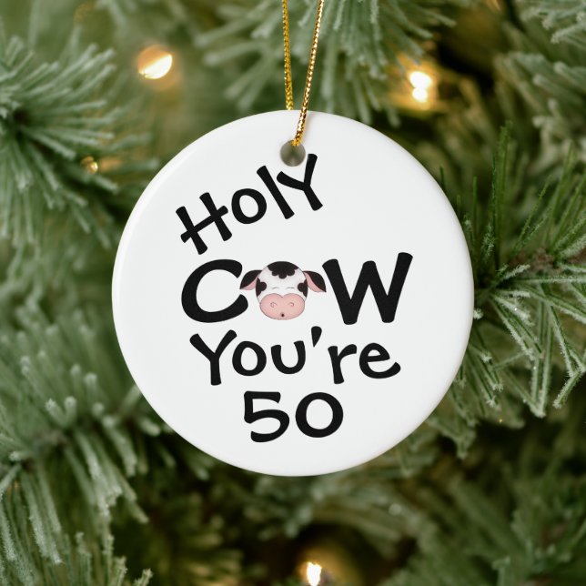 Personlig Funny Heliga Cow 50:e födelsedagshormor Julgransprydnad Keramik (Träd)