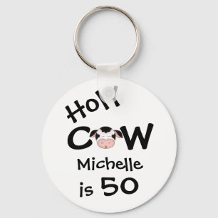 Personlig Funny Heliga Cow 50:e födelsedagskalkedj Nyckelring