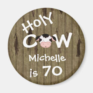 Personlig Funny Heliga Cow Humous 70:e födelsedage Magnet