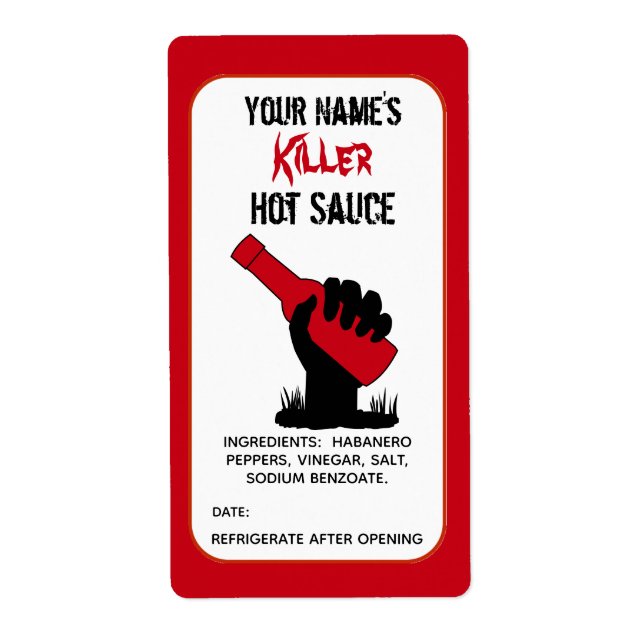 Personlig Funny Hett Sauce Labels Zombie Killer Fraktsedel (Framsidan)