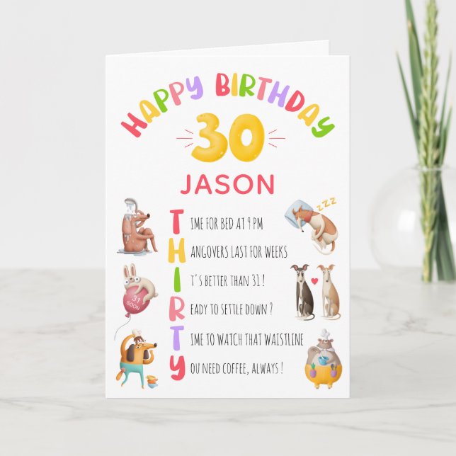 Personlig Funny Joke Lycklig 30års födelsedag Card Kort (Framsida)