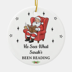 Personlig Funny julafton Bok Älskare Julgransprydnad Keramik