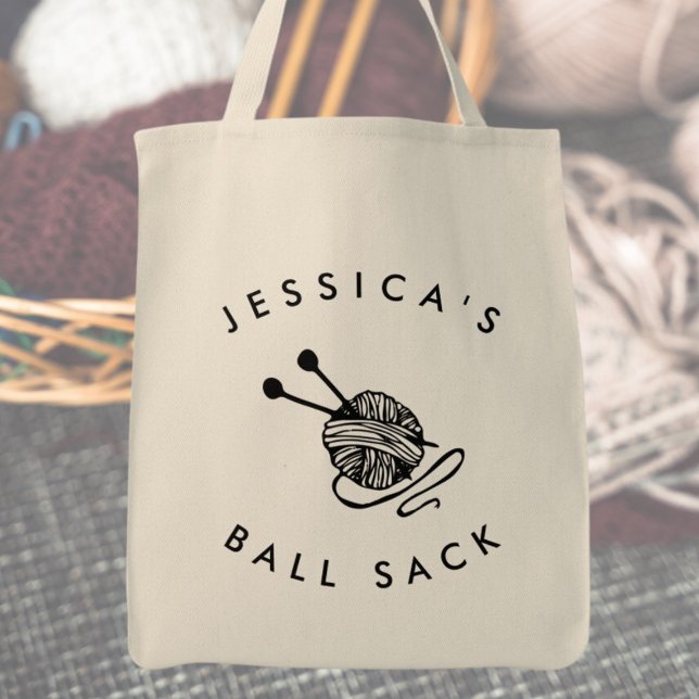 Personlig Funny Knitting Boll Sack Tygkasse (Personalised Funny Knitting Ball Sack Tote Bag)