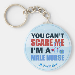 Personlig Funny Male Nurse Blue Keychain Nyckelring