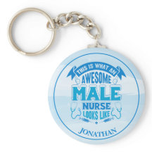 Personlig Funny Male Nurse Blue Keychain