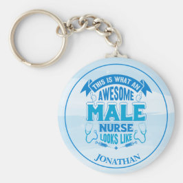 Personlig Funny Male Nurse Blue Keychain Nyckelring