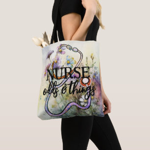 Personlig Funny Nurse Blommigt Stethoscope Boho Tygkasse