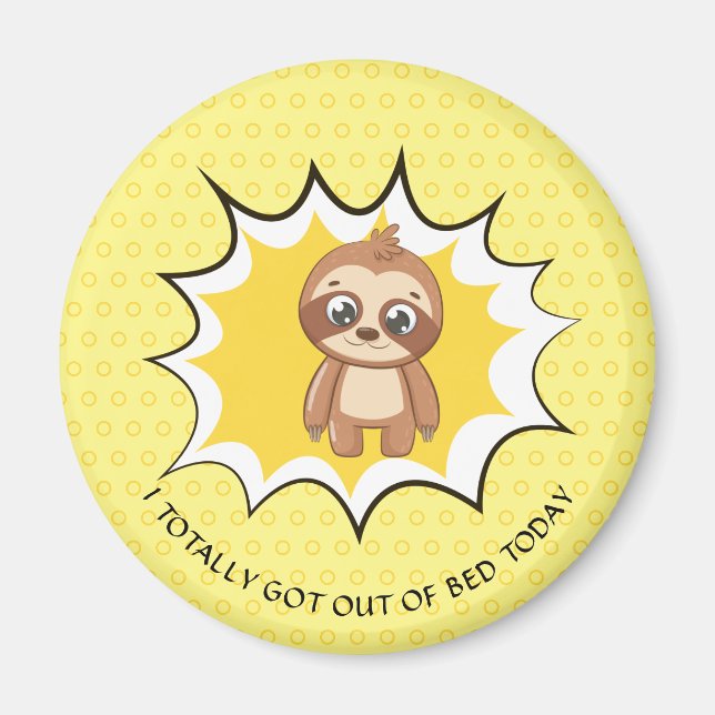 Personlig funny offert | Gult Polka Dot Sloth Magnet (Framsidan)