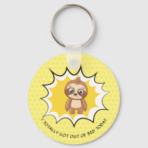Personlig funny offert Gult Polka Dot Sloth Nyckelring