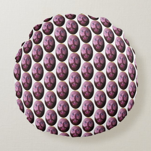 Personlig Funny Photo Ansikte Pillow Rund Kudde (Framsidan)