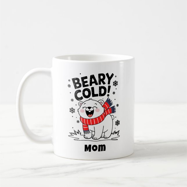 Personlig Funny Polar Beary Kall jul Kaffemugg (Vänster)