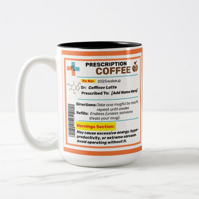 Personlig Funny Prescription Coffee Mugg (Vänster)