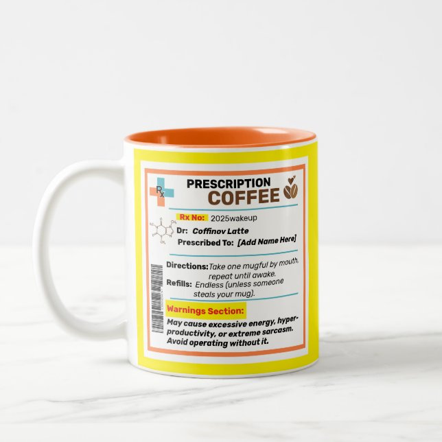 Personlig Funny Prescription Coffee Mugg (Vänster)