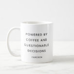 Personlig Funny Quote Coffee Älskare Sarcastic Kaffemugg<br><div class="desc">Börja din dag med humor och koffein med den här Anpassningsbarna "Med kaffe och tveksamma beslut" Mugg, med fet, minimalistisk text och ett utrymme för din personlig namn. Perfekt för kaffe älskare som anammar sin unika charm, detta mugg ger en utmärkt gåva till vänner, medarbetare eller dig själv. En roligt...</div>