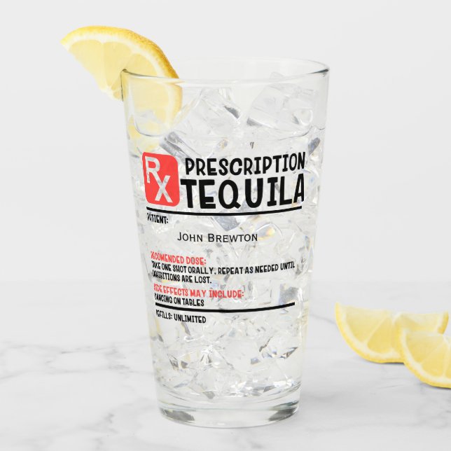 Personlig Funny RX Tequila Prescription Glass Glaskopp (Framsida Ice)
