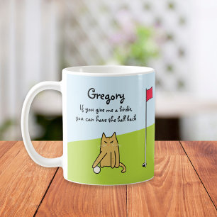 Personlig Funny Tecknad Cat Golf Joke Kaffemugg