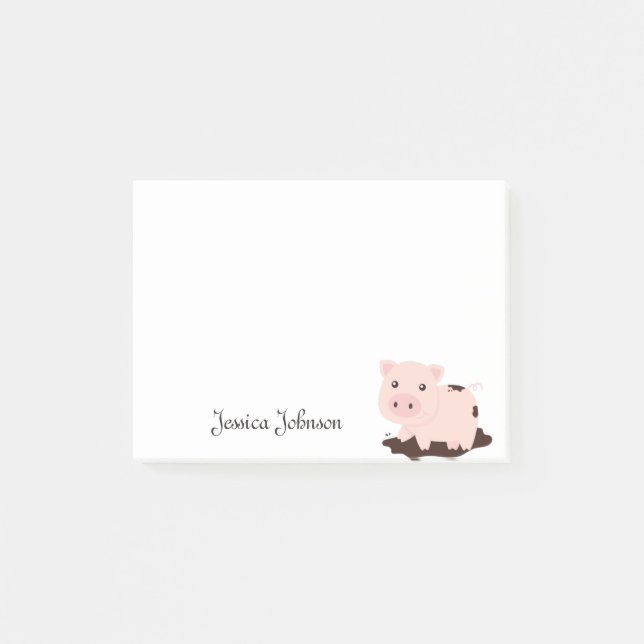 Personlig Funny Tjock Rosa Gris anteckningsblock Post-it Block (Framsida)