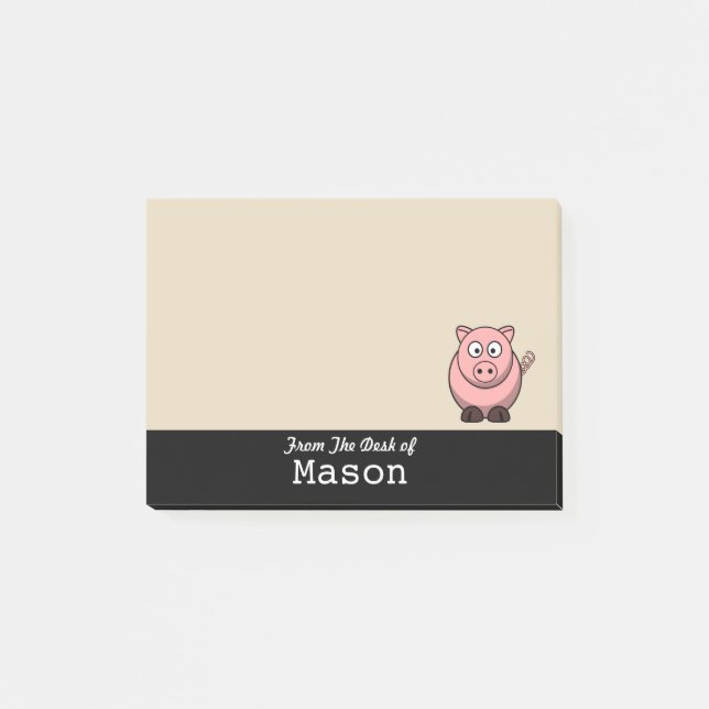 Personlig Funny Tjock Rosa Gris Post-it Block (Framsida)