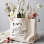 Personlig Funtie Definition Quote Jumbo Tygkasse<br><div class="desc">Den här Funtie-definitionsteckendesignen är perfekten för att fira det speciella band som din syster delar med ditt barn som "Roligt Moster". Det här är något som inte bara gör hennes liv ljusare, utan också fångar den unika glädje och kärlek som hon ger till din familj. Vare sig det är för...</div>