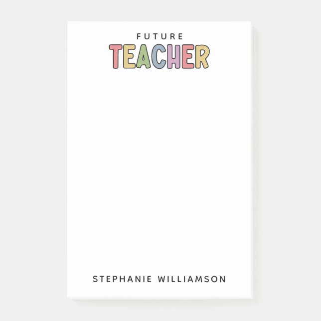 Personlig Future Teacher Colorful Cute Post-it Block (Framsida)