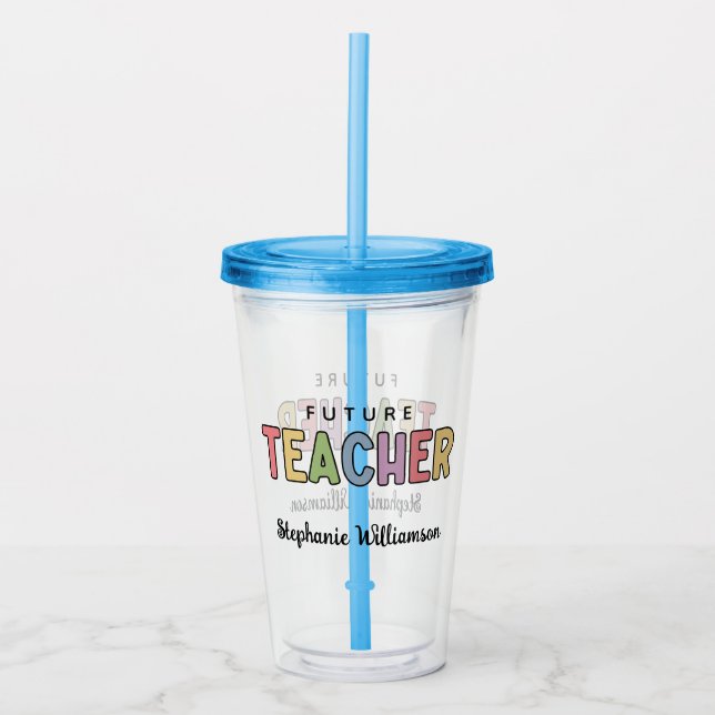 Personlig Future Teacher Colorful Cute Take Away Mugg (Framsida)