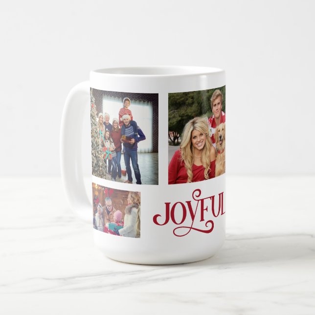 Personlig fyra fotofamilj Namn Kaffemugg (Framsida vänster)