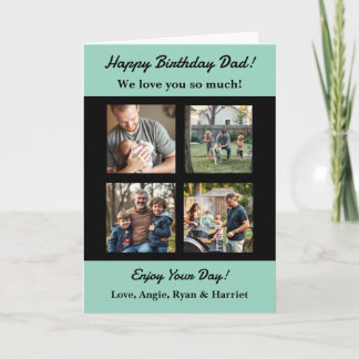 Personlig Fyra Photo Template Pappa Birthday Kort