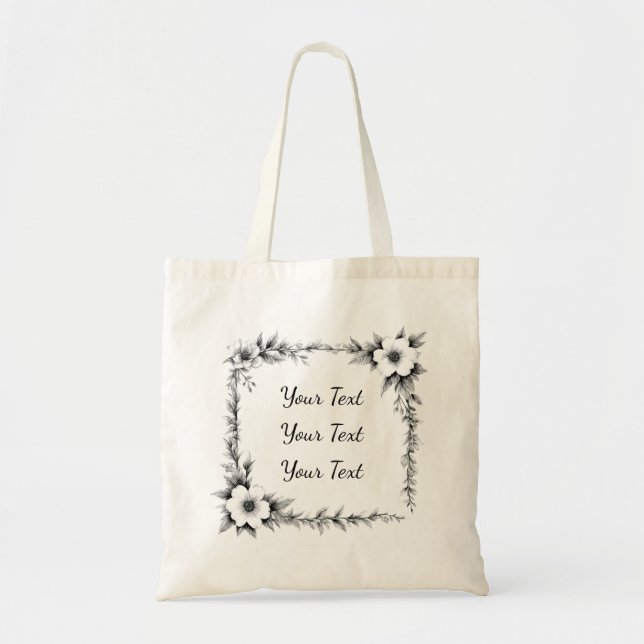 Personlig fyrkantig blomsterformad totebag tygkasse (Framsidan)