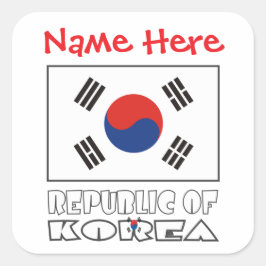 Personlig fyrkantig etikett med Sydkoreas flagga