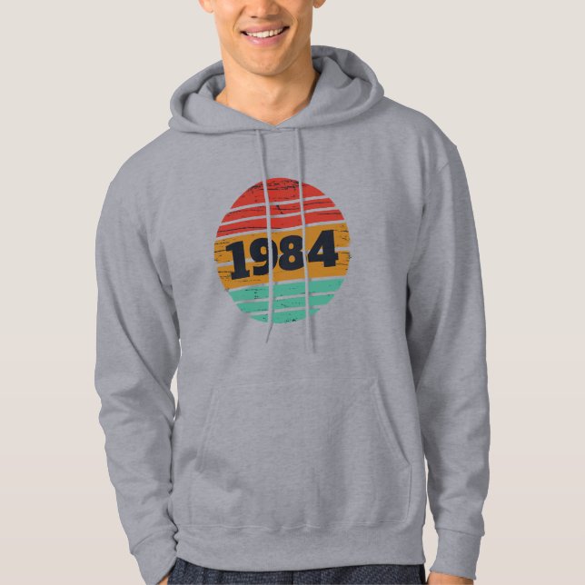 Personlig fyrtio vintagar 40-årsdagen party hoodie (Framsida)