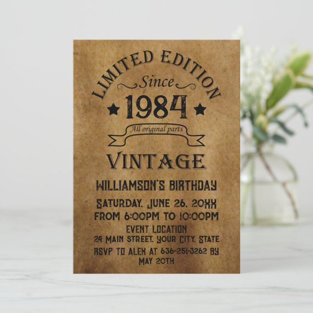 Personlig fyrtio vintagar 40-årsdagen party inbjudningar (Stående Fram)