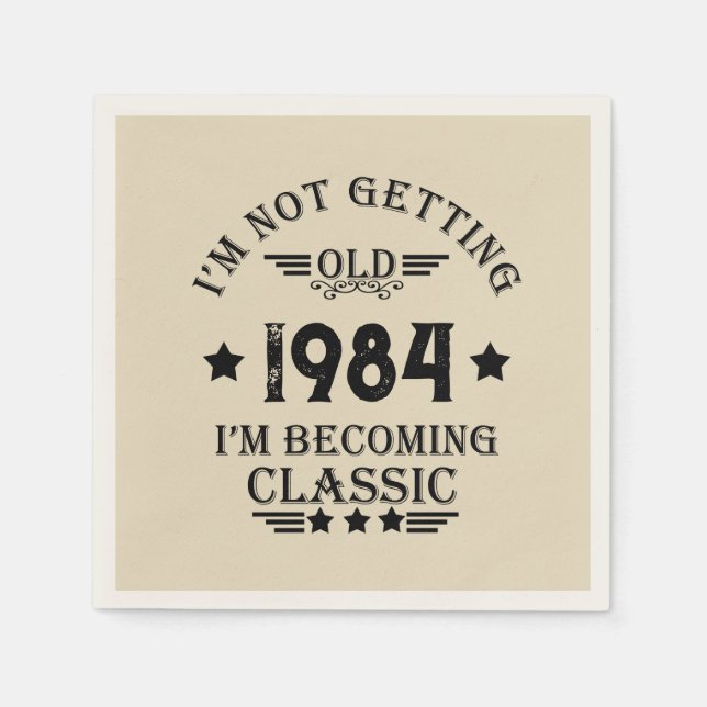 Personlig fyrtio vintagar 40-årsdagen party pappersservett (Framsidan)