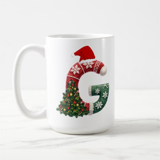Personlig "G" jul Brev Kaffemugg (Vänster)