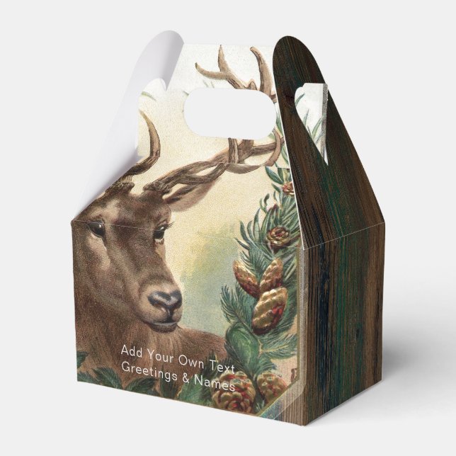 Personlig Gable Box Rustic STAG-Hjort Presentaskar (Framsidan Sidan)