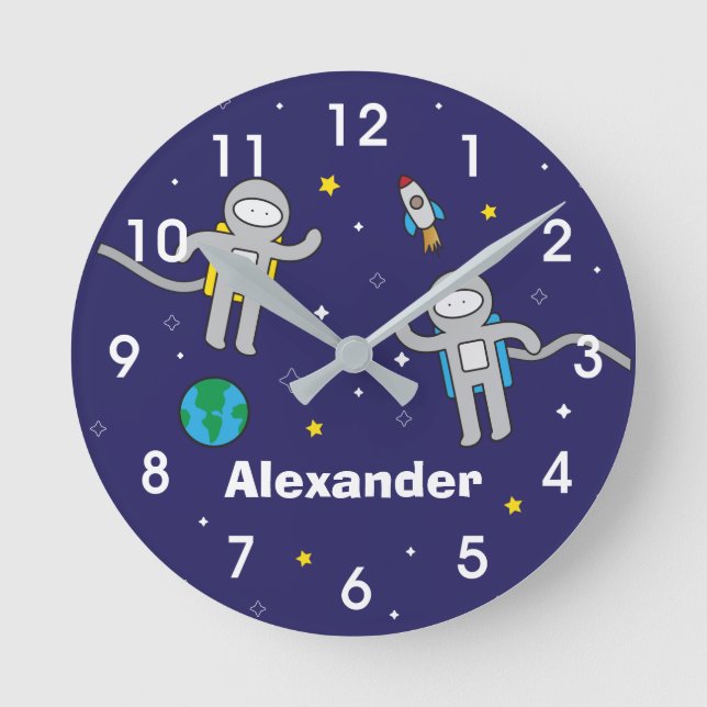 Personlig Galaxy Astronaut Rymden Rund Klocka (Framsida)
