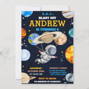 Personlig Galaxy Blast av Astronaut Outet Birthday Inbjudningar