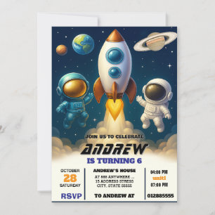 Personlig Galaxy Space Astronaut Outet Birthday Inbjudningar
