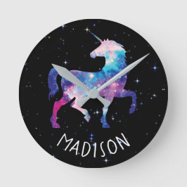 Personlig Galaxy Unicorn Rund Klocka