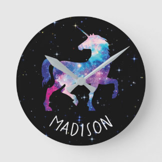 Personlig Galaxy Unicorn Rund Klocka