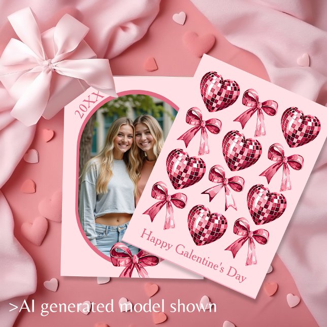 Personlig Galentine's Day fotokort - Rosa Julkort (Personalized Galentine’s Day Photo Card -Pink)