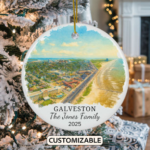 Personlig Galveston Ornament, Texas Julgransprydnad Keramik