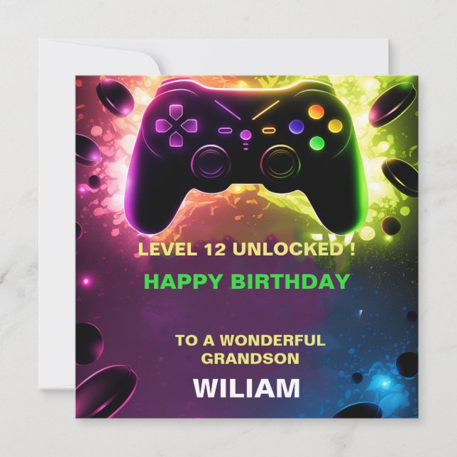 Personlig Gamer Birthday Card Julkort (Framsida)