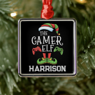 Personlig Gamer Elf Jul Video Spelande Julgransprydnad Metall