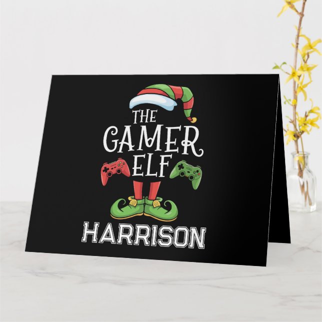Personlig Gamer - Elf-julspel Kort (Gul blomma)