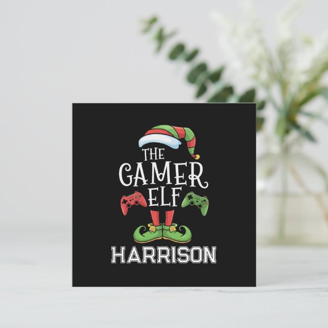 Personlig Gamerälva Jul Video Spelande  Julkort (Stående Fram)