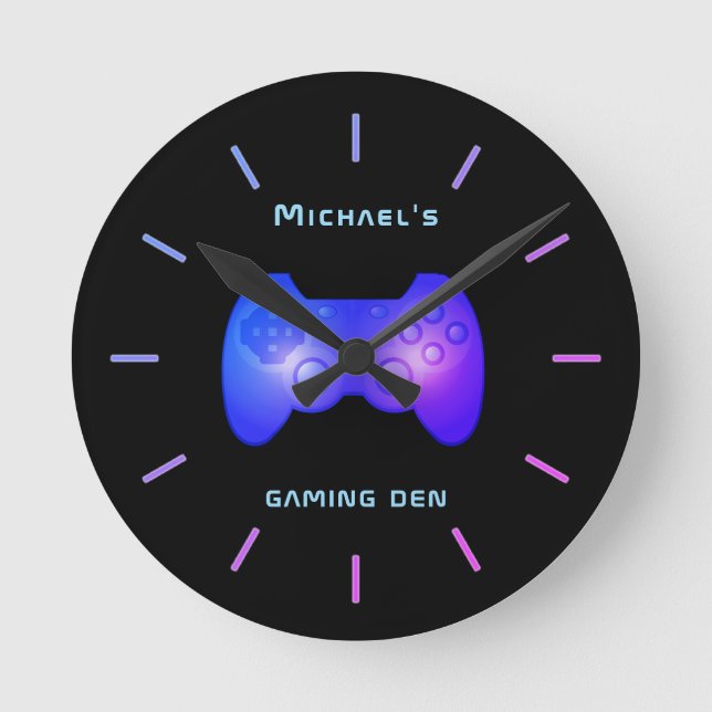Personlig GAMING DEN Gamers Wall Clock Rund Klocka (Framsida)