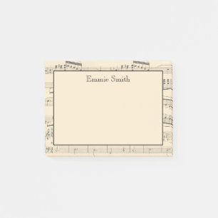 Personlig gammal antik notbladsmusik post-it block