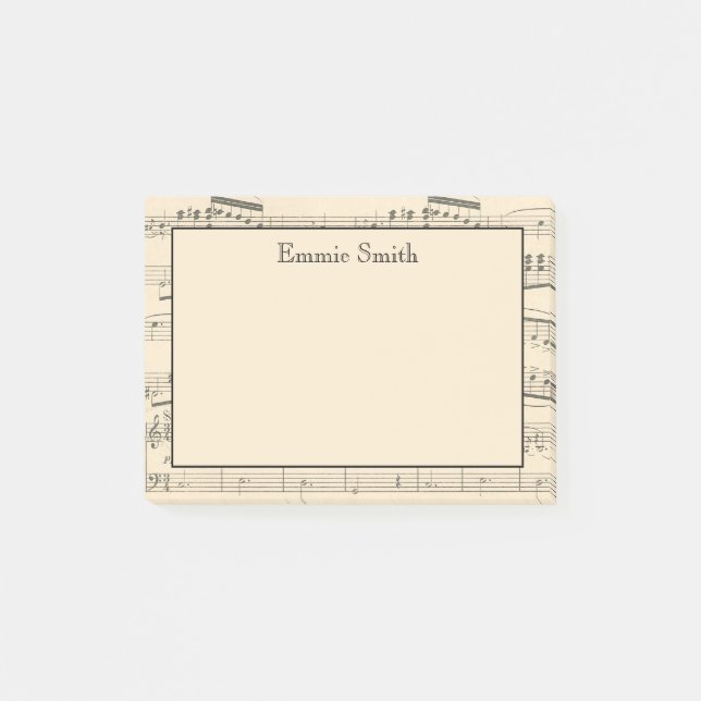 Personlig gammal antik notbladsmusik post-it block (Framsida)