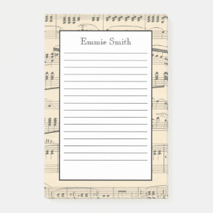Personlig gammal antikt notbladsmusik post-it block